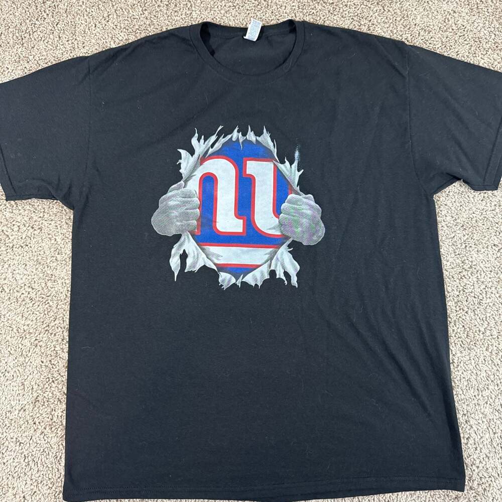 New York Giants Logo Reveal Graphic Shirt Mens XL Black NFL Football Fan Tee EUC